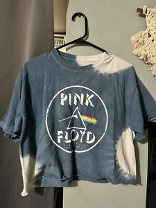 Maglietta Pink Floyd Band collo a crew top ritagliato blu bianco tieDye taglia large - Foto 1 di 6