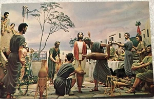 Postcard Christ Turning Water To Wine At Cana Hand Carved/Paul C Cunningham - Picture 1 of 2