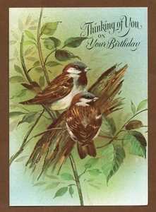 Set of 2 Vintage Bird Vignette Birthday Cards, Retro, Coronation Collection - Picture 1 of 3