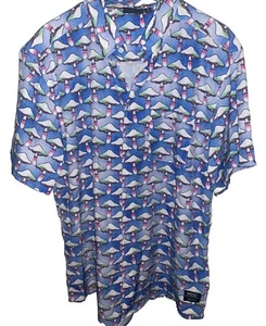 WESC Shroomspiracy Mushroom Print Short Sleeve Button Up Shirt Mens XL W XXL - Picture 1 of 5