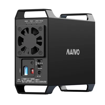 MAIWO Dual Bay Raid Enclosure for 3.5" SATA HDD,2 Hard Drive Black - Image 1 of 4