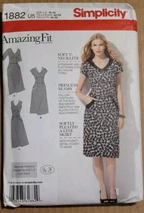 Amazing Fit Women Dress Simplicity 1882 Sewing Pattern Miss 16 18 20 22 24 UNCUT - Picture 1 of 3