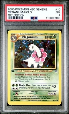 2000 POKEMON NEO GENESIS 1ST EDITION 10 MEGANIUM-HOLO NEAR MINT PSA 7 SWIRL - Image 1 of 2