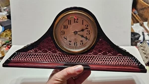 Schöne McKee Daisy & Button Tambour Manteluhr, seltene Amethystfarbe, Chip - Bild 1 von 7