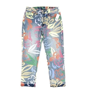 NWT Gap Kids High-Rise Floral Print Girlfriend Jeans with Washwell in Blue 10 - Picture 1 of 14