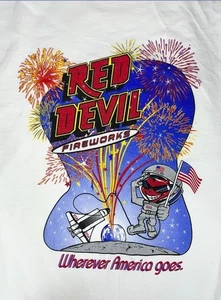 Vintage Y2K 1999 NYE T-SHIRT USA DEVIL ROCKET SPACE ALIEN UFO RAVE FIREWORKS USA XL - Bild 1 von 9