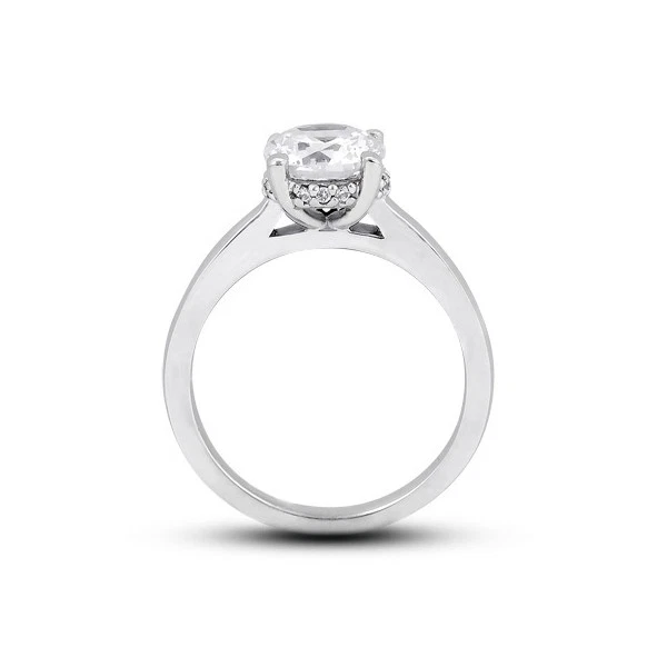 1/3 CT F VS2 Round Cut Natural Certified Diamonds 14k Gold Side-Stone Ring - Image 1 of 3