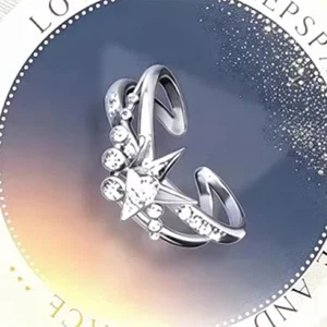Anillo de dedo de plata 925 amor y espacio profundo caleb anillo ajustable regalo para amantes - Imagen 1 de 3