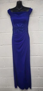 Lipsy Cobalt Blue Lace Overlay Bardot Evening Party Occasion Dress Size 8. PT - Picture 1 of 10