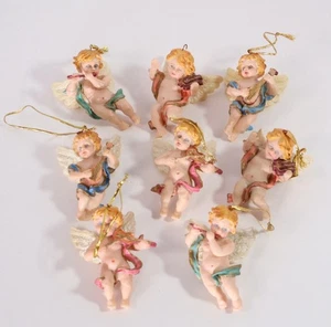 (8) Vintage Weihnachtsengel Cherub Baumschmuck Heiliger Schmuck Instrumente - Bild 1 von 2