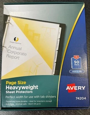 Sheet Protectors,3 HP,Heavyweight,11"x8-1/2", 50/BX, Nonglare NEW - Image 1 of 2