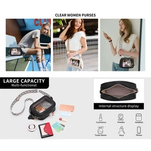 Schwarze transparente Konzerttasche transparent Umhängetasche Schultertasche mit Reißverschluss - Bild 1 von 12