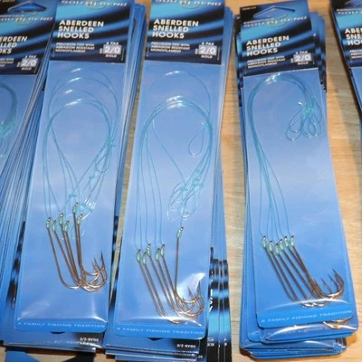 1 Lote de 10 paquetes de 6 ganchos de oro South Bend Aberdeen Snell 2/0 60 piezas 7" Leader Foto 1 de 2