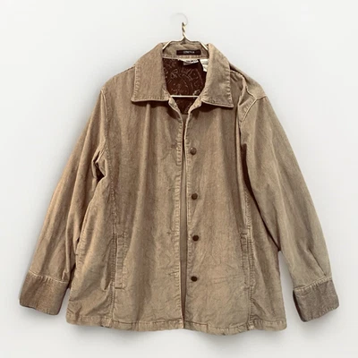 Bill Blass Barn Jacket Hand Pockets Brown Womens Large Over Hips Outdoors Fall - Image 1 of 4
