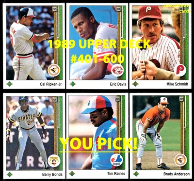 1989 UPPER DECK Cards #401-600 Complete Your Set $2 or 2 Card Minimum YOU PICK! - Image 1 of 2