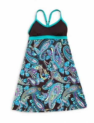Athleta Swim Dress Shorebreak Paisley Print Brown Sun Beach Adjustable Womens XS - Image 1 of 4
