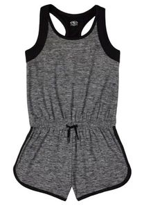 Athletic Works Girls Racerback Romper Black Size 6-6X Cinched Waist Drawstring - Picture 1 of 8