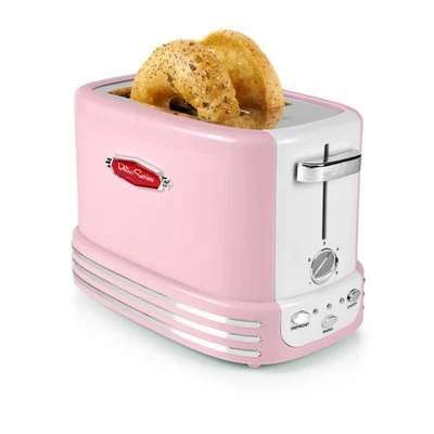 Nostalgia Toaster Retro Pink 2-Slice Bagel Cord Storage Slide-Out Crumb Tray - Image 1 of 4