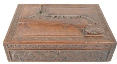 20TH CENTURY CARVED CHINESE STORAGE BOX - Beautifully Carved With Ship On Top - Image 1 of 4