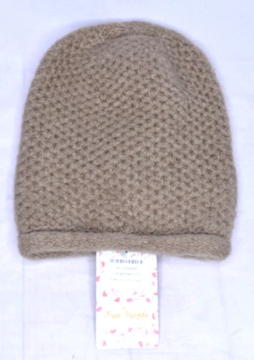 Free People Dreamland Knit Winter Beanie Hat Taupe One Size Fits Most NEW NWT - Image 1 of 4