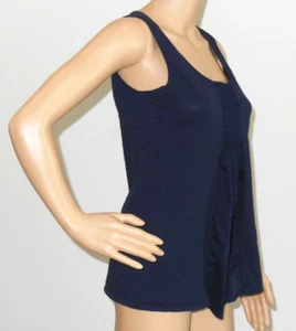 J CREW Dark Blue Crinkle Loose Front Sleeveless Tank Top Women's 100% Cotton EUC - Foto 1 di 6