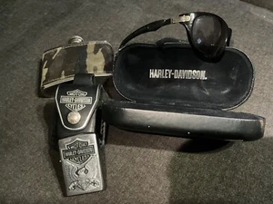 Harley Davidson Men's Riding Sunglass w/ case, Zippo lighter & case, & HD flask - Picture 1 of 24