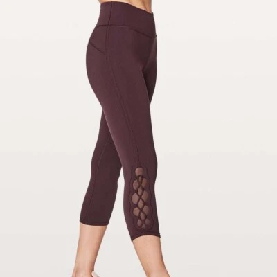 Lululemon Leggings Women’s 2 Burgundy Red Tied to it Crop  - Image 1 of 4
