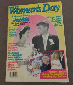 VINTAGE Woman's Day Jackie & JFK, Alan Dale Noelene Hogan May 16th 1989 Magazine - Picture 1 of 8