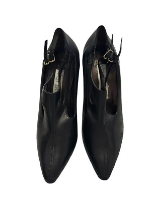 Versani Leather Italian Nappa Nero Heels Sz 7.5 Needs New Cap - Image 1 of 4