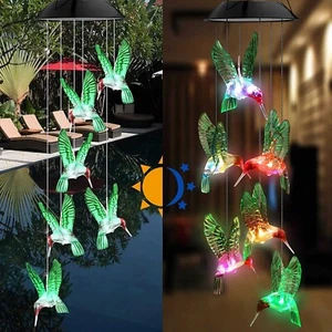 New Changing Solar Wind Chimes LED Light Hanging Outdoor Garden Wind Chimes - Picture 1 of 15
