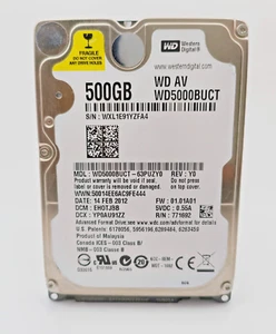 Western Digital AV WD5000BUCT 500 GB SATA II 2.5" Laptop Hard Drive - Picture 1 of 4