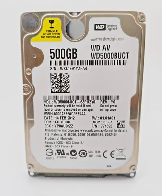Western Digital AV WD5000BUCT 500 GB SATA II 2.5" Laptop Hard Drive - Image 1 of 4