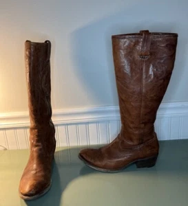 Women's Frye Boots Carson Zip Tall Light Brown Antique Vintage leather 76157 10B - Picture 1 of 14