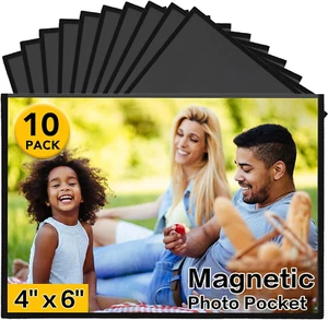 10 Pcs Magnetic Picture Frames for Refrigerator 4X6Inch-Magnetic Photo Frames,Bl - Picture 1 of 12