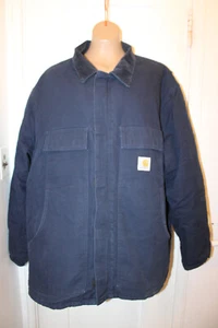 CARHARTT Jacket XL Blue Insulated Quilted Lined Duck Canvas Coat Heavy USA Union - Picture 1 of 11