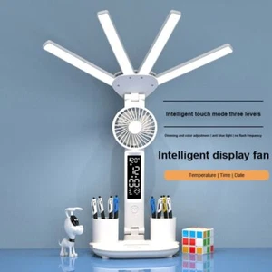 4-Heads Table Lamp for Study Desk Lamp Reading Light Led Table Light with Fan - Picture 1 of 13
