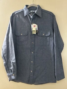 Camisa De Colección Sears Fieldmaster Mediana Alta Para Hombres Franela Azul Pesada Abotonada Nueva Con Etiquetas - Imagen 1 de 10