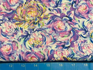 Tina Scrap 9”x21” Purple Easter Metallic Gold Flower Floral Petals Cotton Fabric - Picture 1 of 1