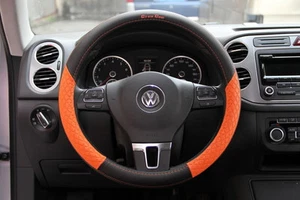 14.75 Black & Orange Steering Wheel Cover PVC Leather Sew Kit Medium 58013 Sedan - Foto 1 di 11