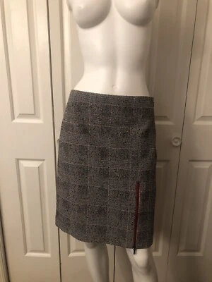 Saia lápis Worth New York feminina 0 cinza mistura de lã forrada fecho com zíper estado perfeito - Imagem 1 de 4