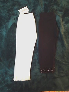 NEW WHITE AND BLACK  COTTON SPANDEX STRETCH LEGGING CAPRI PANTS SET - Picture 1 of 1