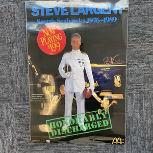 1980’s OG STEVE LARGENT Seattle Seahawks Poster McDonald’s IN STORE DISPLY 24x36 - Picture 1 of 4