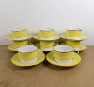 8 Tiffany & Co. Limoges Porcelain Cups & Saucers Yellow & Gold - Picture 1 of 4
