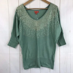Elle grünes 3/4 Arm Top mit Pailletten Größe M neu mit Etikett - Bild 1 von 5
