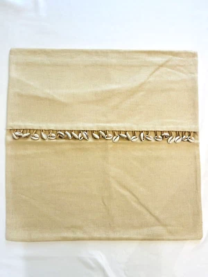 Pottery Barn наволочка чехол желтовато-коричневый с ракушками кисточки пляж морской прибрежный - Изображение 1 из 4