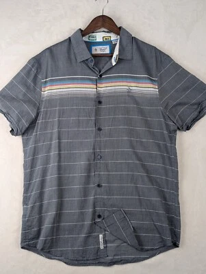 Camisa masculina listrada retrô tamanho excelente estado usado Penguin Munsingwear Heritage slim fit botão P/S GG - Imagem 1 de 4