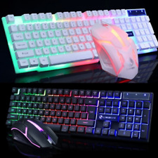 USB Keyboard and Mouse Set Wired Game Keyboard Mouse Kits Black / White