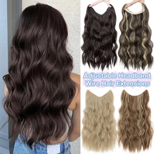 Hidden Wire Hairpiece Thick Wave Real as Human Clip in Hair Extensions One Piece - Picture 1 of 26