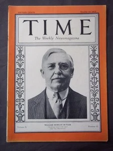Vintage Time Magazine October 10 1927  William Morgan Butler cover  - Picture 1 of 4