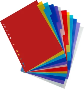 Divisores de carpeta de 12 pestañas Divisores de carpeta de plástico de 3 anillos con pestañas, nota multicolor - Imagen 1 de 12